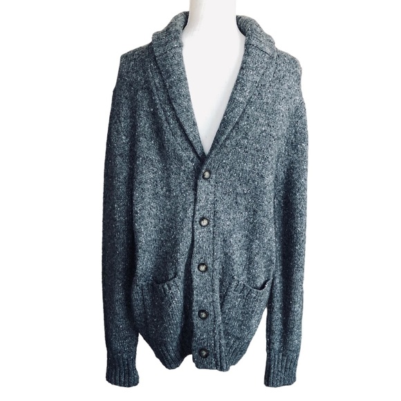 $10 NWOT HAGGAR Clothing Dark Gray Cardigan Sweater Big Buttons Wool Blend L - Picture 9 of 11